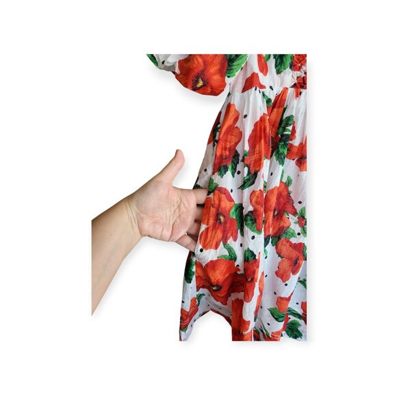 Anthropologie Maeve Square-Neck Poppy Print Smocked Babydoll Dress size XSP - Picture 8 of 12